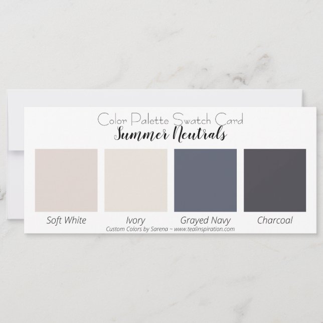 Summer Neutrals Colour Palette Swatch Card (Front)
