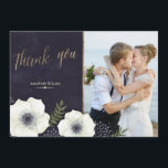 Summer Night Flowers Wedding Thank You Card<br><div class="desc">This whimsical Thank You Card features watercolor anemone flowers in a summer night and the word "love" in gold. For the perfect mood of a summer Wedding. This beautiful printed Thank You Card can be customized for your special day. Check out the SplendidSummer Store for Wedding Invitation, Envelope, Table Numbers,...</div>