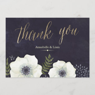 Summer Night Flowers Wedding Thank You Card