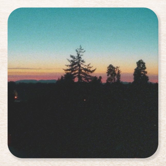 Summer night in the  Pacific Northwest Square Paper Coaster (Front)