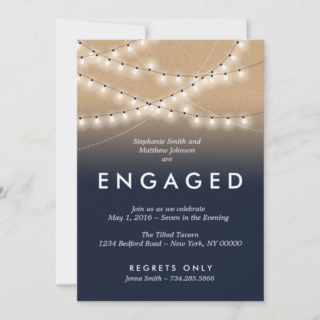 Summer Night Lights Engagement Party  | Weddings Invitation (Front)
