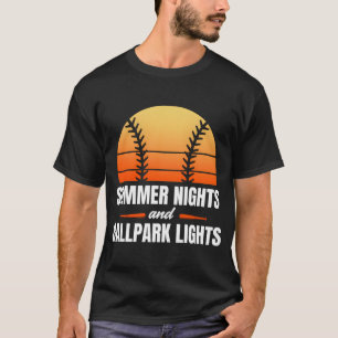 Summer Nights And Ballpark Lights Baseball Day Dou T-Shirt