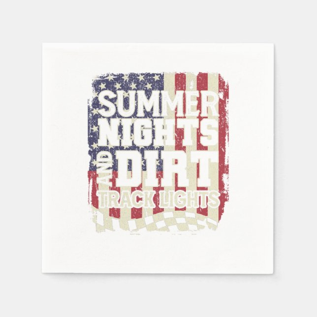 Summer Nights And Dirt Track Lights USA Flag Race Napkin (Front)