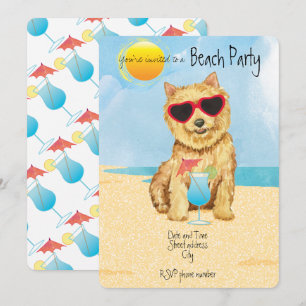 Summer Norwich Terrier Beach Party Invitation