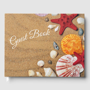 Summer Ocean Beach Sand Seashells Guest Book