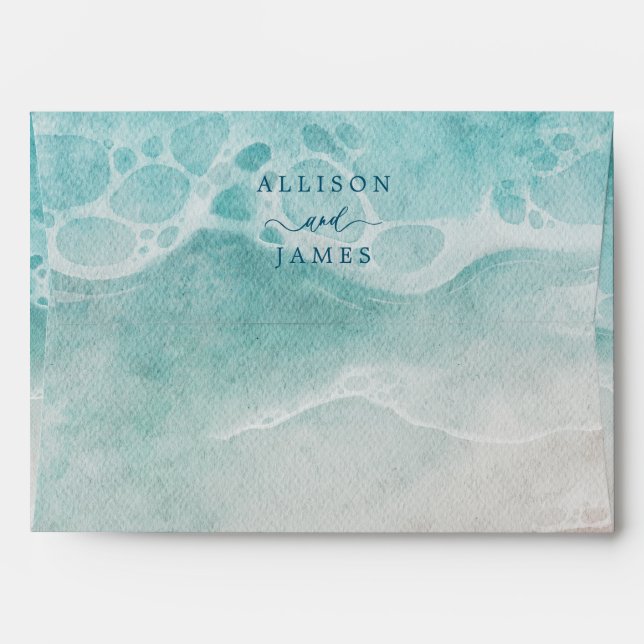 Summer Ocean Blue Beach Elegance Envelope (Back (Top Flap))