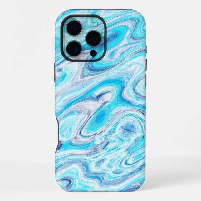 Summer Ocean Blue Colourful Abstract Marble Textur iPhone Case (Back)