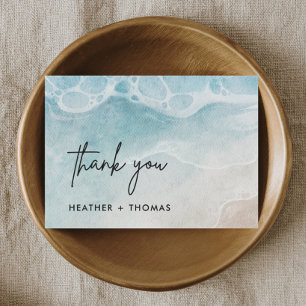 Summer Ocean Modern Beach Wedding Thank You Card