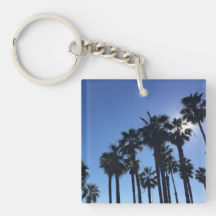 Summer Ocean Palms Blue Colour Photography Keychain