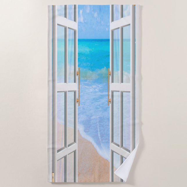 Summer Ocean View Beach Towel (Front)