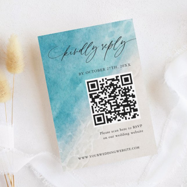 Summer Ocean Watercolor Beach Wedding Carte RSVP (Créateur téléchargé)