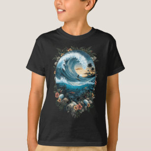 Summer Ocean Wave Surfing Tropical Beach Reef T-Shirt