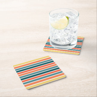 Summer of '77 Stripes Square Paper Coaster