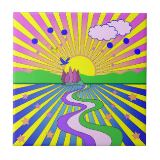 Summer of Love Colourful Psychedelic 60s 70s   Tile