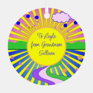 Summer of Love Groovy Psychedelic Custom Text Metal Ornament