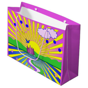 Summer of Love Psychedelic Sixties Sunburst   Large Gift Bag