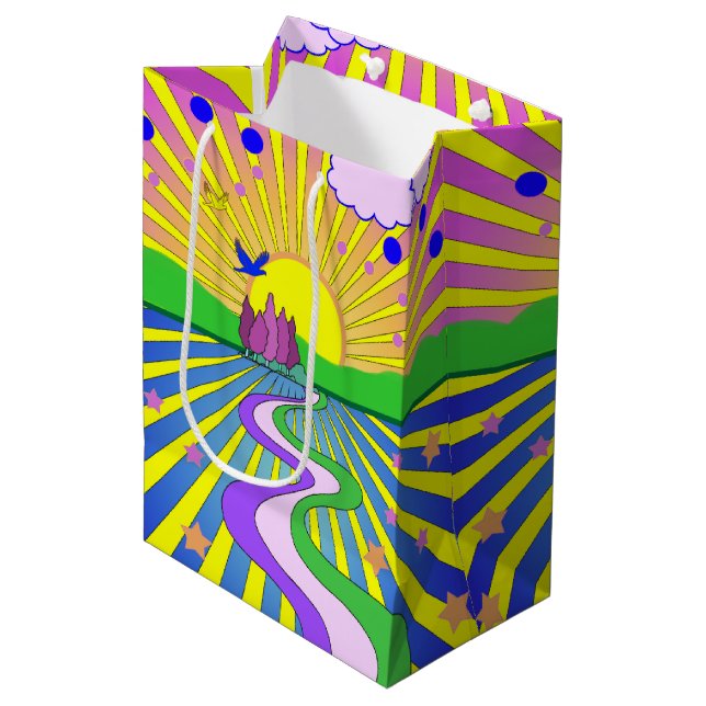 Summer of Love Psychedelic Sixties Sunburst   Medium Gift Bag (Front Angled)