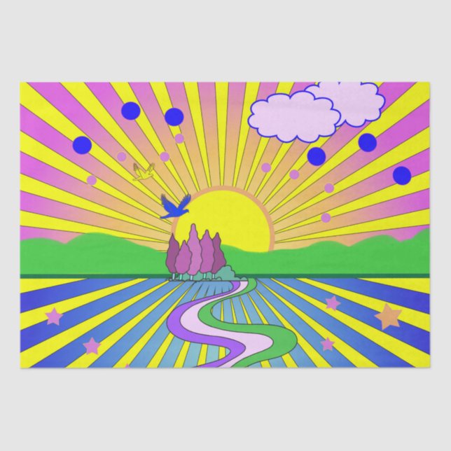 Summer of Love Psychedelic Sixties Sunburst  Tissue Paper (Front)