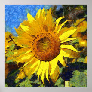 Summer Of Sunflowers Artistic Style Poster
