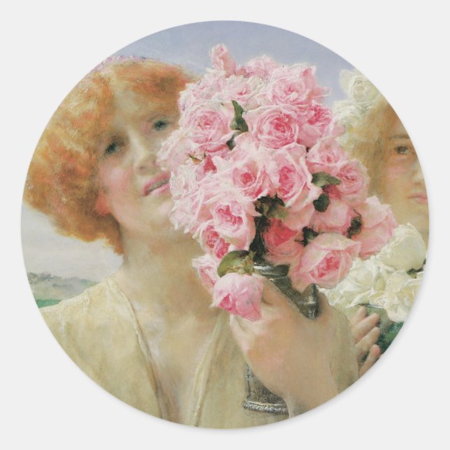Summer Offering by Sir Lawrence Alma-Tadema Classic Round Sticker (Front)
