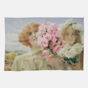 Summer Offering by Sir Lawrence Alma-Tadema Kitchen Towel