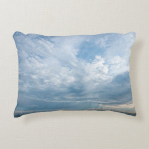 Summer on the beach with sunset sky. Copy space. M Accent Pillow