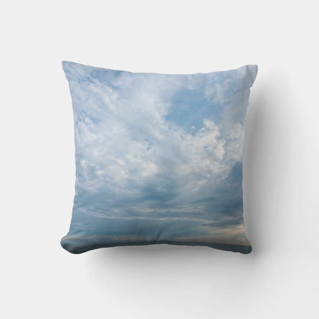 Summer on the beach with sunset sky. Copy space. M Throw Pillow (Front)