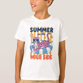 Summer on the Wild Side Leopard Pool Float Design T-Shirt