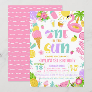 Summer One in the Sun Birthday Party Invitation