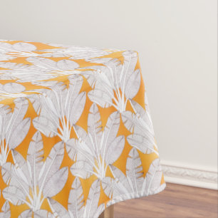 Summer Orange Tropical Forest Leaves Tablecloth