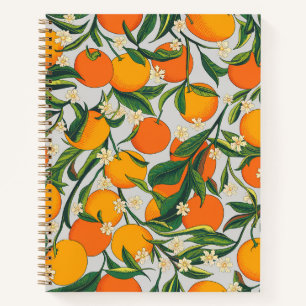 Summer Oranges Citrus Fruit Floral Pattern Notebook
