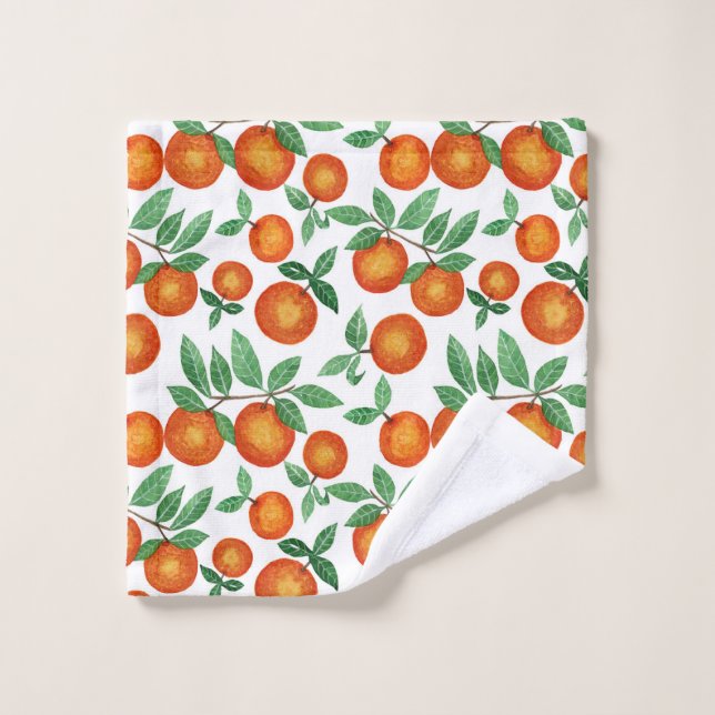 Summer Oranges Citrus Watercolor Fruit Pattern Wash Cloth (Wash Cloth)