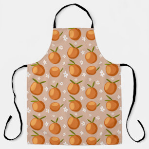 Summer Oranges Fruit little white flowers Pattern Apron