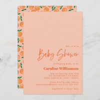 Summer Oranges Fruit Watercolor Pink Baby Shower
