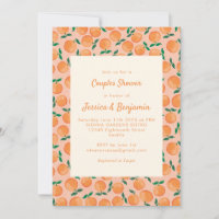 Summer Oranges Fruit Watercolor Pink Couple Shower