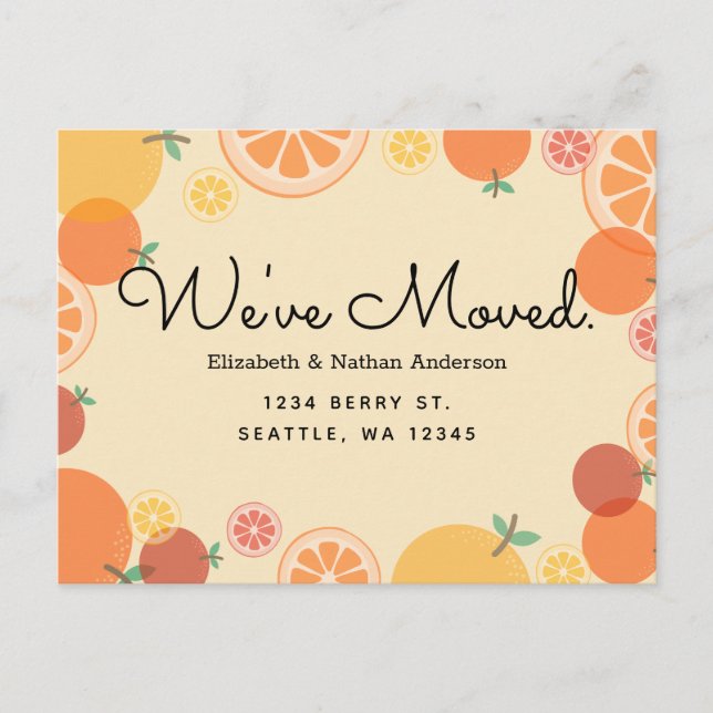 Summer Oranges Moving Announcement Postcard (Front)