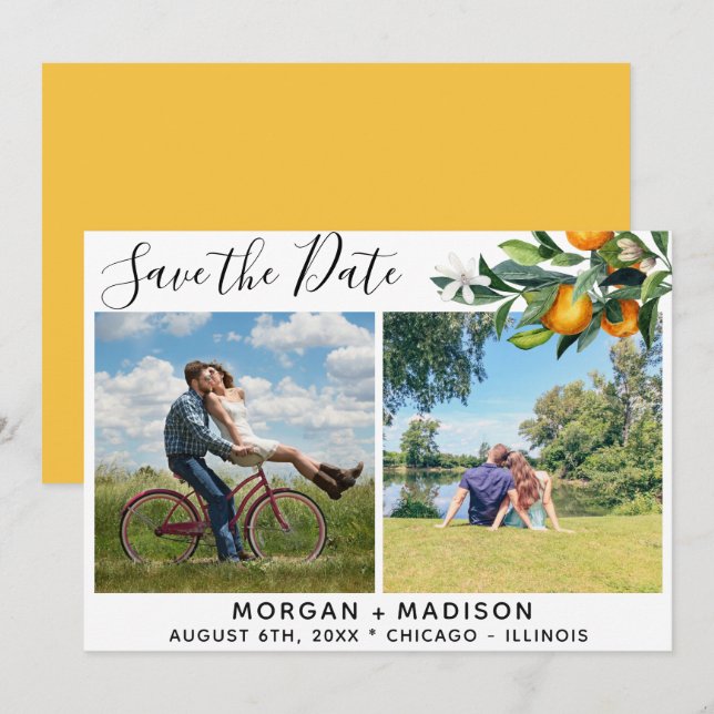 Summer Oranges Save the Date Photo Announcement (Front/Back)