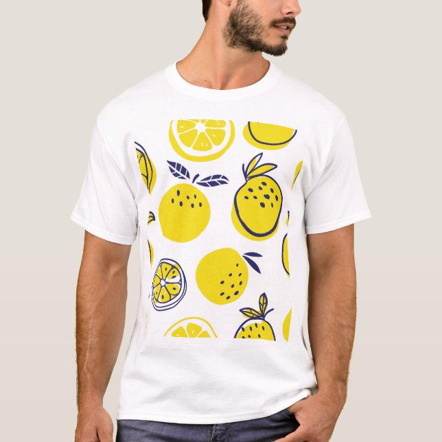 Summer Oranges: Stylish Fruit Pattern. T-Shirt (Front)