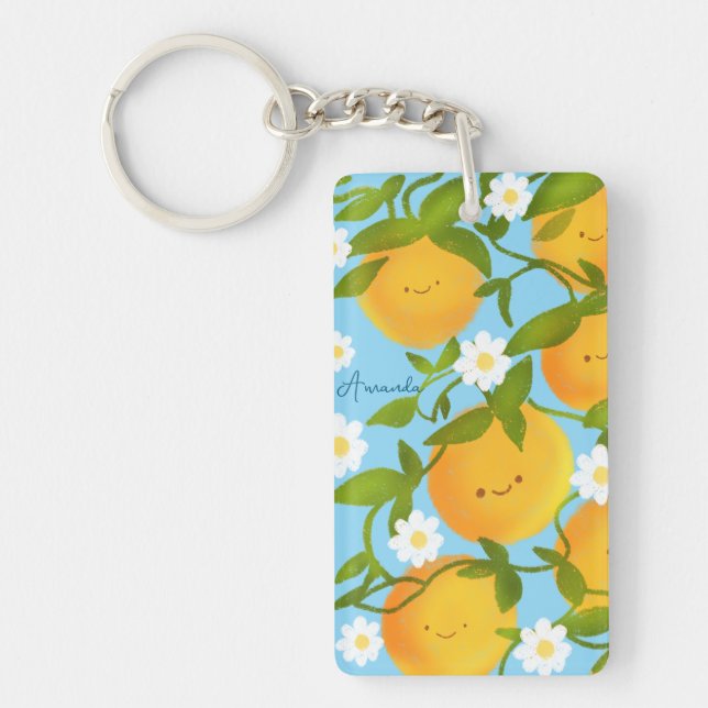 Summer Oranges Tree Garden Keychain (Front)