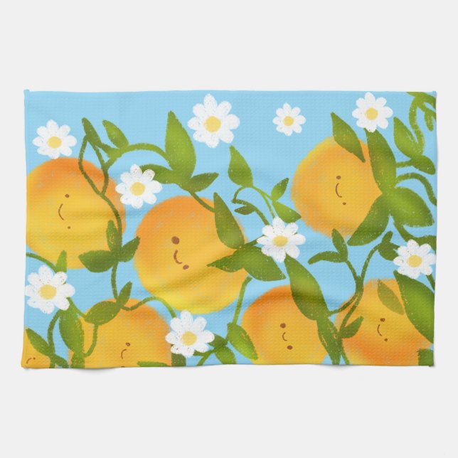 Summer Oranges Tree Garden Kitchen Towel (Horizontal)