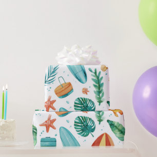 Summer Outdoor Watercolor Camping Beach Wrapping Paper