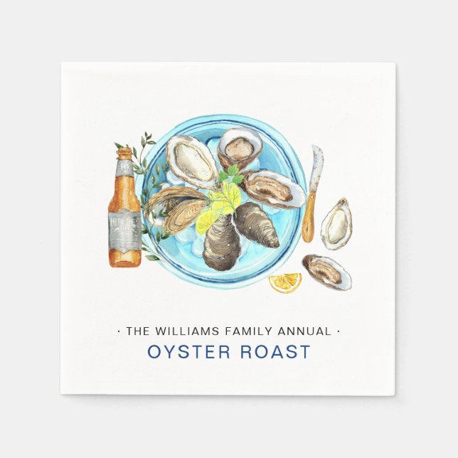 Summer Oyster Roast | Seafood Bake Cookout Napkin (Front)