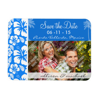 Summer Palm; Azure Blue Tropical Hibiscus Magnet