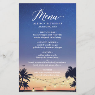Summer Palm Beach Chaîne Mariage Lumière Menu