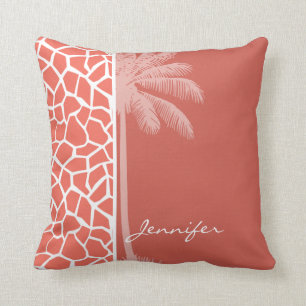 Summer Palm Bittersweet Colour Giraffe Animal Prin Throw Pillow
