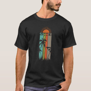 Summer Palm Tree Umbrella Hawaiian Tropical Beach  T-Shirt