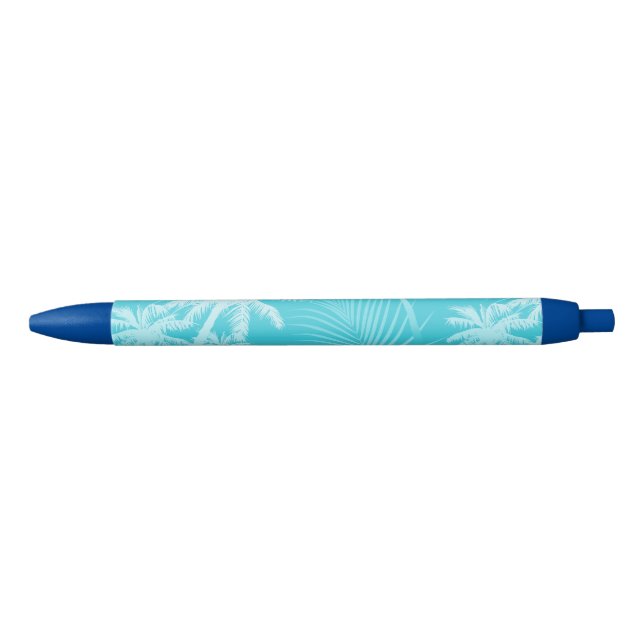 Summer palm trees Aqua Black Ink Pen (Front)