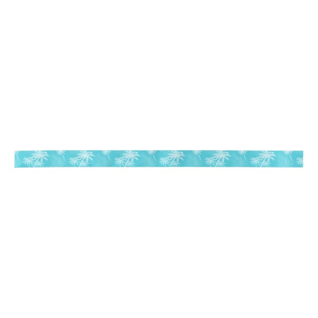 Summer palm trees Aqua Satin Ribbon (Front)