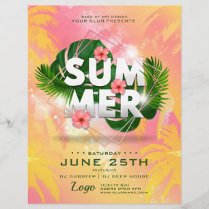 Summer Palm Trees Botanical Club Party Flyer
