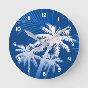 Summer palm trees round clock